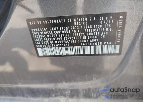 2017 Volkswagen Jetta 1.4T S from USA, damaged, VIN 3VW167AJ5HM221019